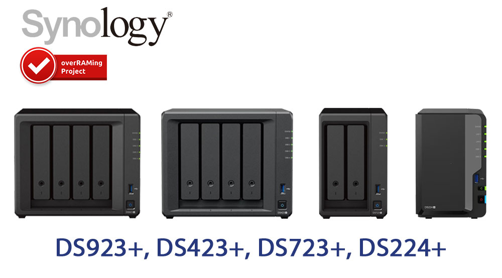 Modelli NAS Synology DS923+, DS423+, DS723+ e DS224+ supportati dal progetto overRAMing.